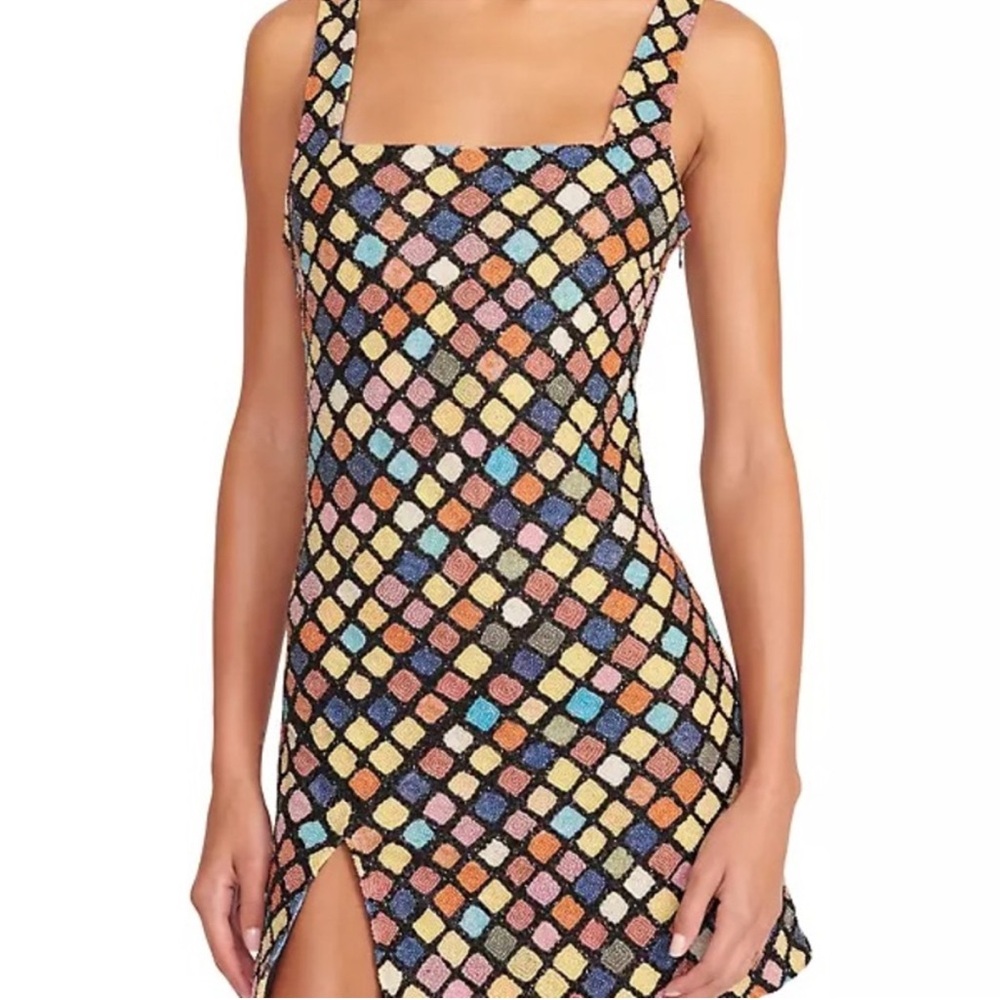 STAUD Rainbow beaded Mini Dress